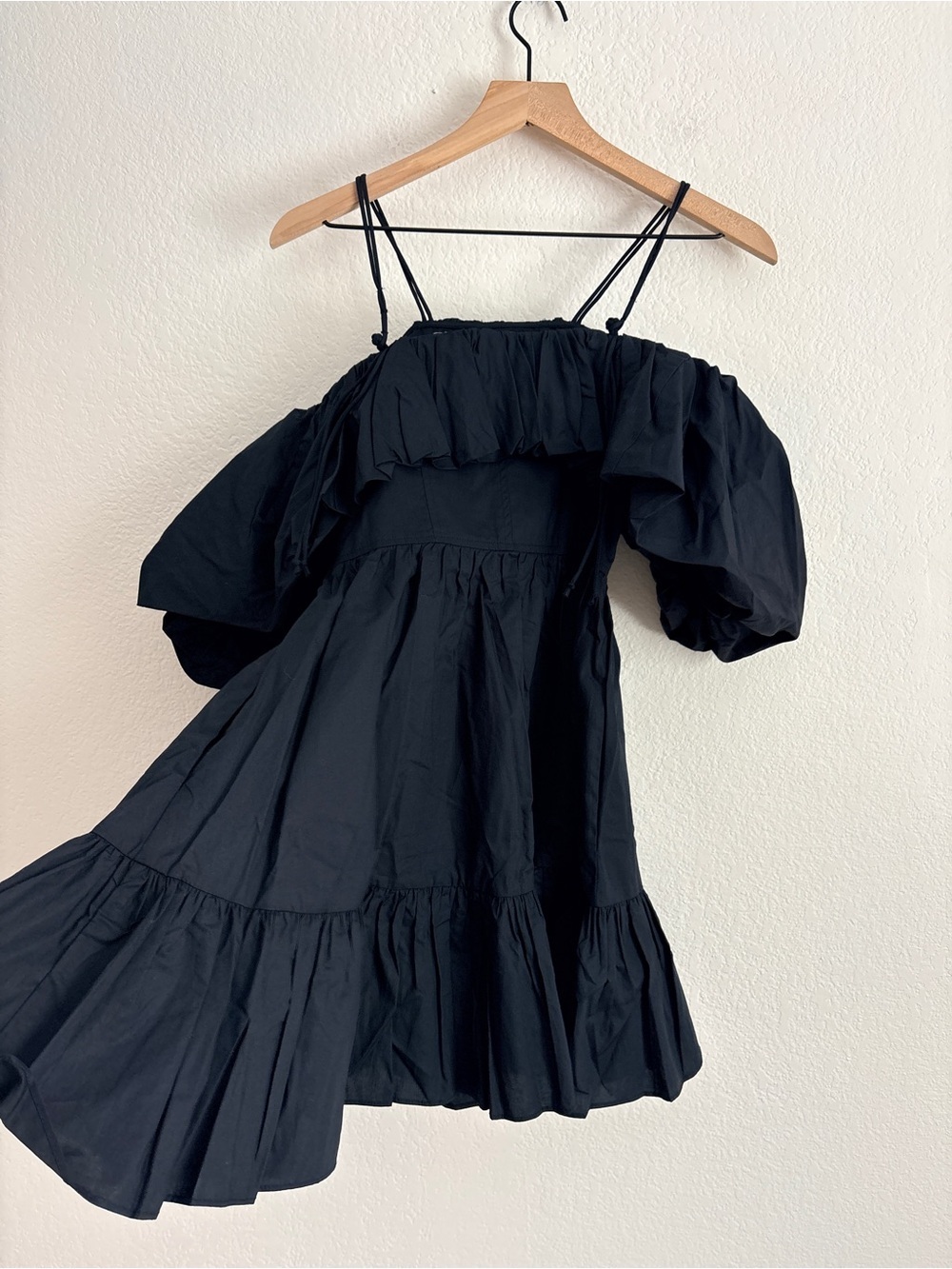 NWT ULLA JOHNSON Lila cold-shoulder gathered cotton-poplin mini dress - Picture 4 of 10